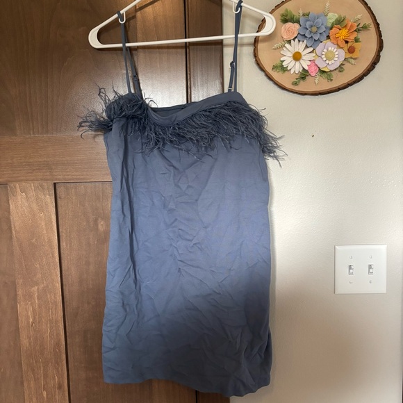 Women's Sleeveless Feather Trim Bodycon Dress - Wild Fable Size XL Slate Blue - Picture 3 of 6